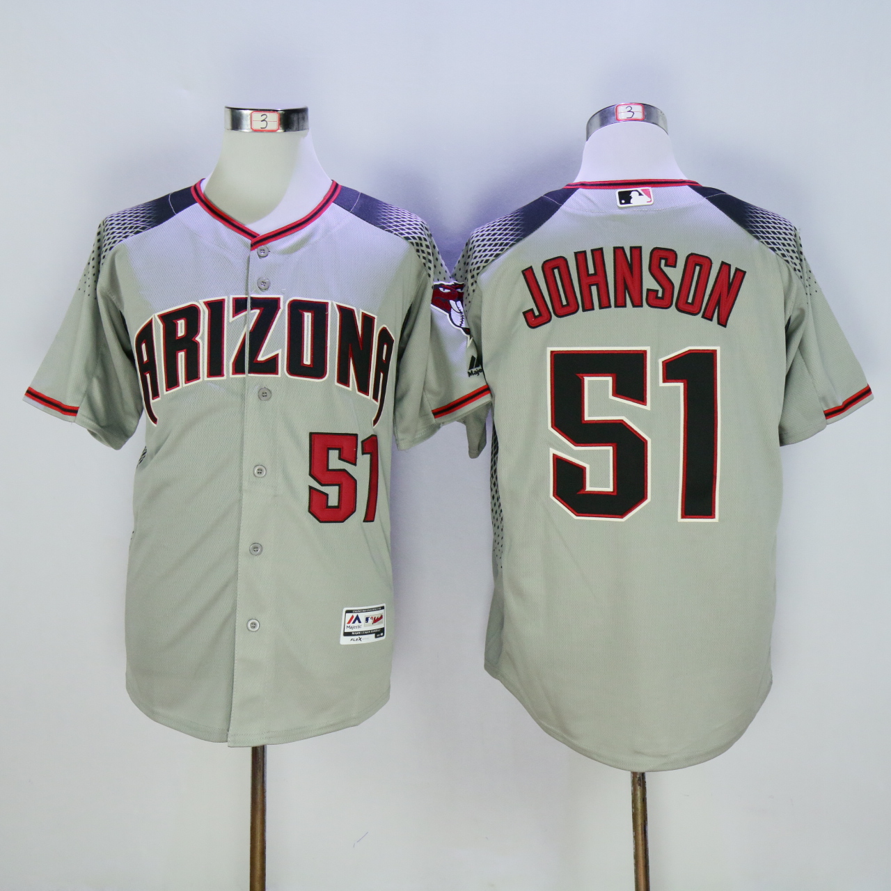 Men Arizona Diamondback #51 Johnson Grey MLB Jerseys1->arizona diamondback->MLB Jersey